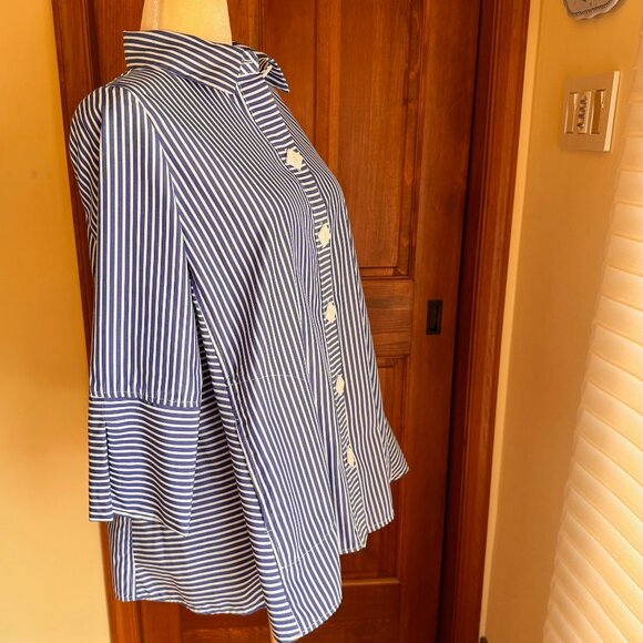 IC by Connie K Blue/White Striped Tunic w/ Pockets, SZ S, EUC - Picture 4 of 12